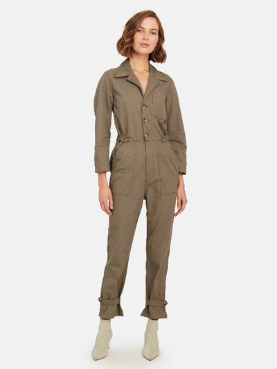 Shop Trave Giselle Button Front Jumpsuit - Xs In Brown