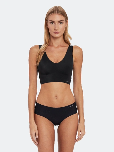 Shop Calvin Klein Underwear Invisible Lightly Lined V-neck Bralette In Black