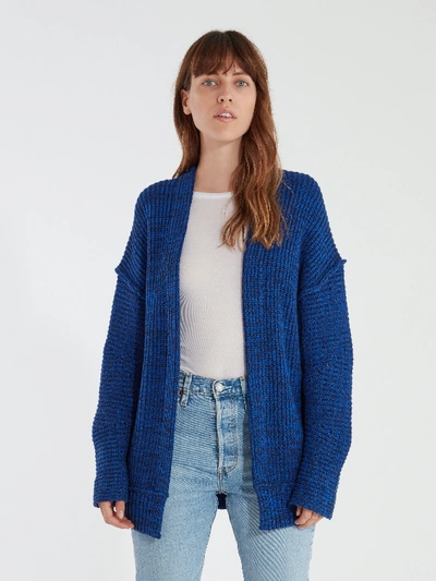 Shop Free People High Hopes Marbled Rib Knit Cardigan Sweater - Xs In Blue