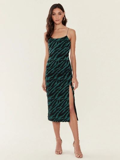 Shop Bec & Bridge Discotheque Animal Print Jacquard Midi Dress In Green