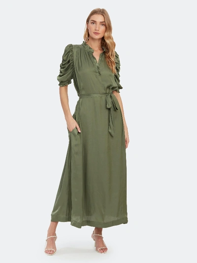 Shop Zadig & Voltaire Ray Satin Puff Sleeve Maxi Dress - M In Green