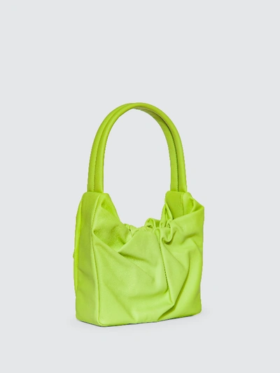 Shop Staud Felix Gathered Leather Bag In Green