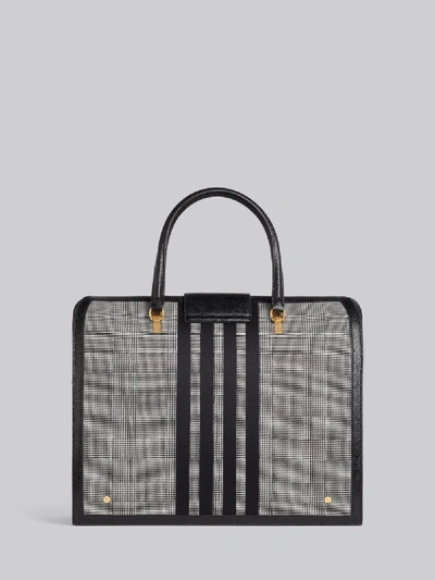 Shop Thom Browne Black And White Wool Prince Of Wales 4-bar Mr. Thom Bag