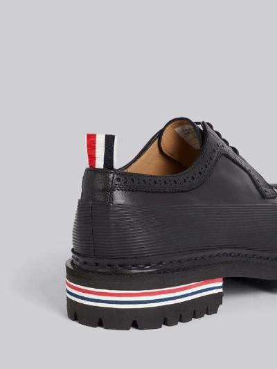 Shop Thom Browne Black Vitello Calfskin Vulcanized Longwing Brogue