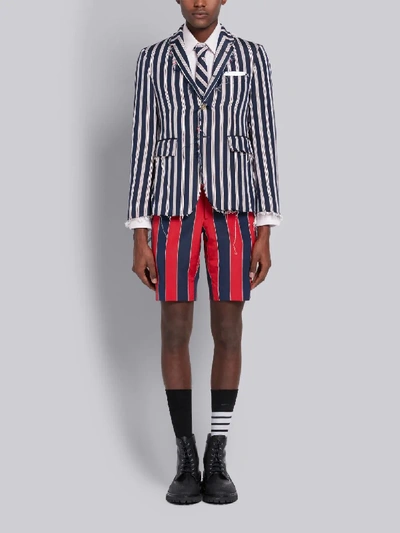 Shop Thom Browne Pink Cotton Oxford Long Sleeve Silk Stripe 4-bar Shirt