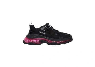 Pre-owned Balenciaga Triple S Clear Sole Neon Pink (women's) In Black/pink