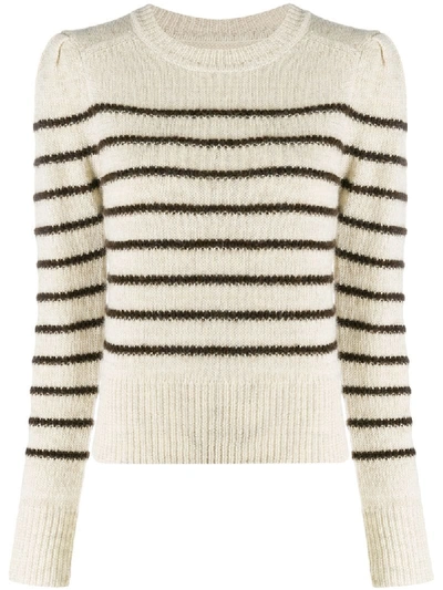 Shop Isabel Marant Étoile Striped Crew Neck Jumper In Neutrals