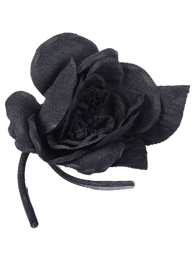 Shop P.a.r.o.s.h Flower Brooch In Black