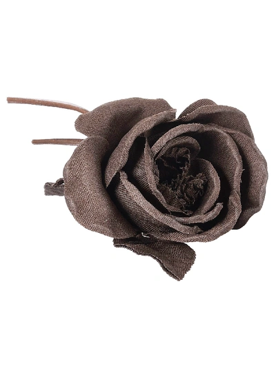 Shop P.a.r.o.s.h. Flower Brooch In Brown