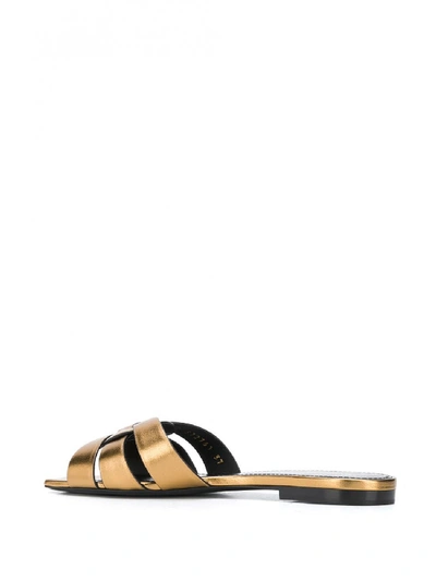 Shop Saint Laurent Nu Pieds Leather Sandals In Gold