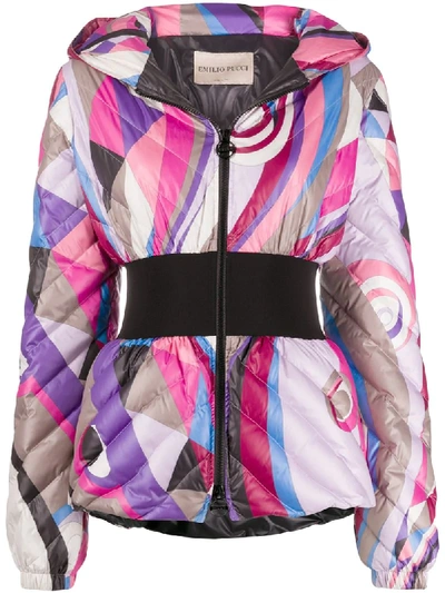 Shop Emilio Pucci Abstract-print Padded Jacket In Pink