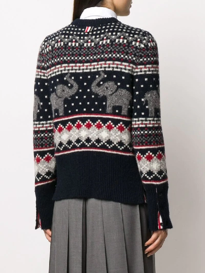 Shop Thom Browne Mixed-pattern Jumper In Blue