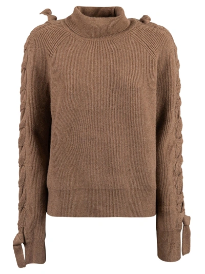 Shop Jw Anderson J.w. Anderson Cable Insert Turtleneck Sweater In Brown