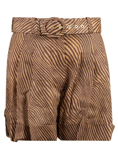 Shop Zimmermann Empire Cuffed Shorts In Zebra