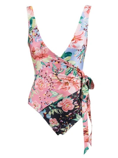 Shop Zimmermann Bellitude Wrap Swimsuit In Spliced