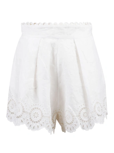 Shop Zimmermann Bellitude Scallop Shorts In Ivory