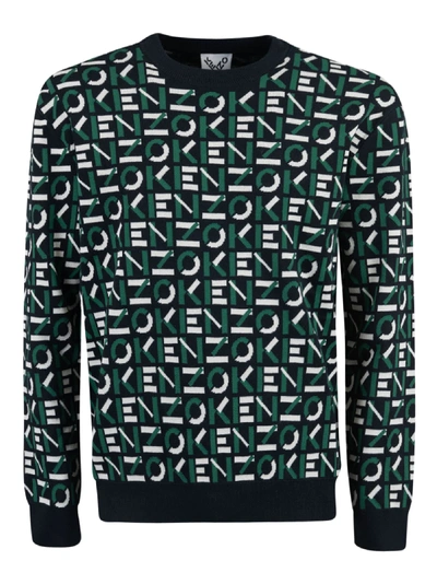 Shop Kenzo Sport Small Scale Jumper In Green/white/navy