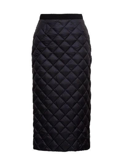 Shop Moncler Quilted Pencil Skirt In Black