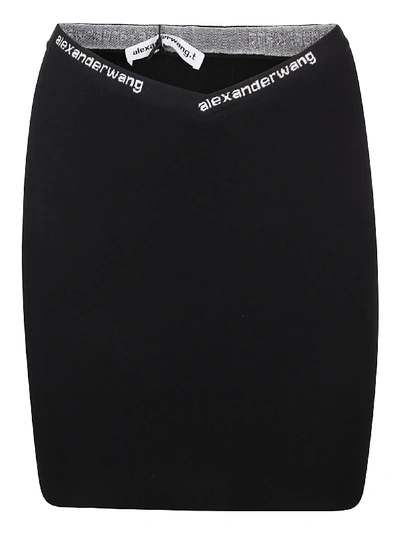 Shop Alexander Wang Minigonna Bodycon Logo Jacquard Trims In Black