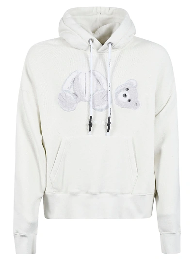 Shop Palm Angels Ice Bear Hoodie In Ice Blue/white