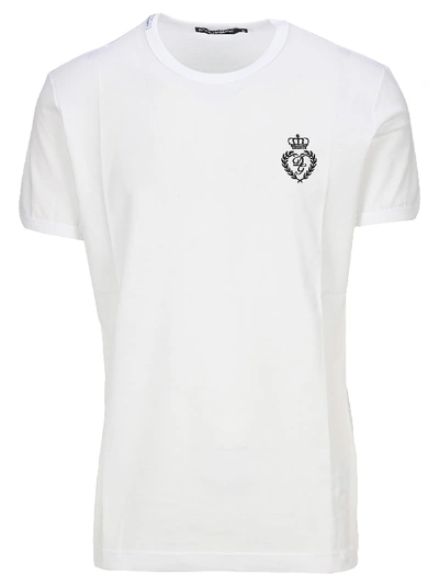 Shop Dolce & Gabbana Embroidered Logo T-shirt In White