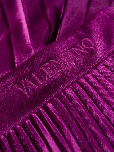 Shop Valentino Pleated Midi Skirt In Purple