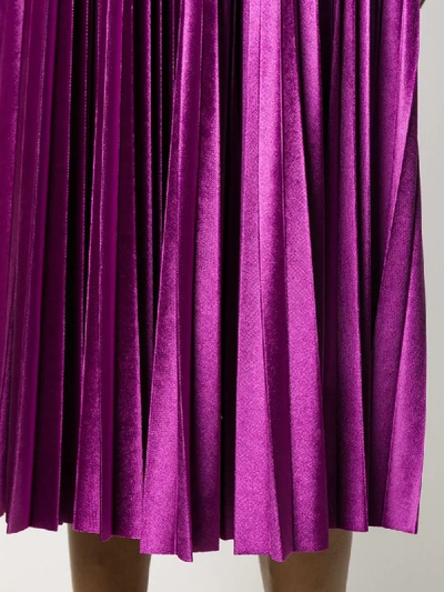 Shop Valentino Pleated Midi Skirt In Purple