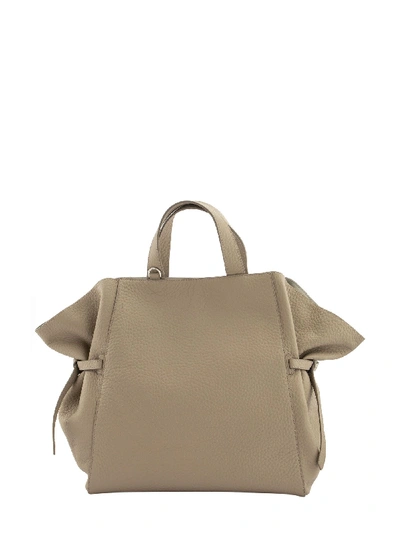 Shop Orciani Fan Soft Large Leather Handbag In Beige