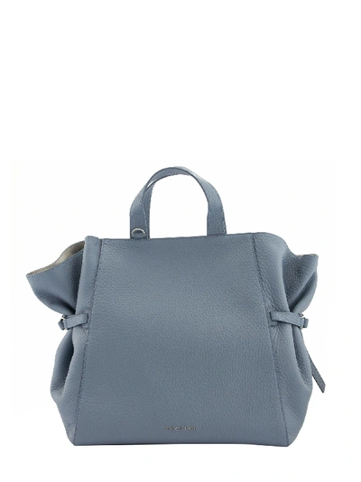 Shop Orciani Fan Soft Large Leather Handbag In Light Blue