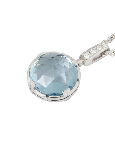 Pre-owned Bvlgari  18kt White Gold Aquamarine And Diamond Pendant Necklace