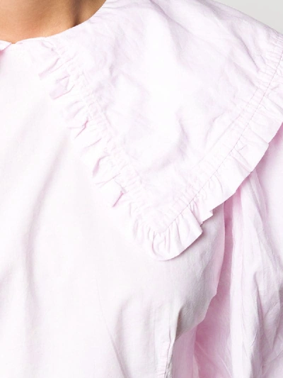 Shop Ganni Bib-collar Mini Dress In Pink