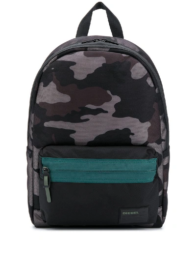 Shop Diesel Mirano Camouflage Print Backpack In Black
