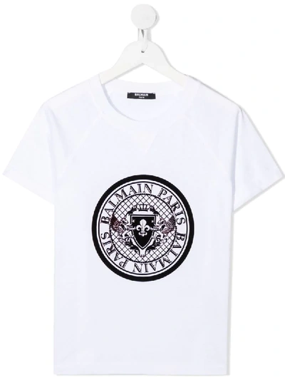 Shop Balmain Logo Print T-shirt In White