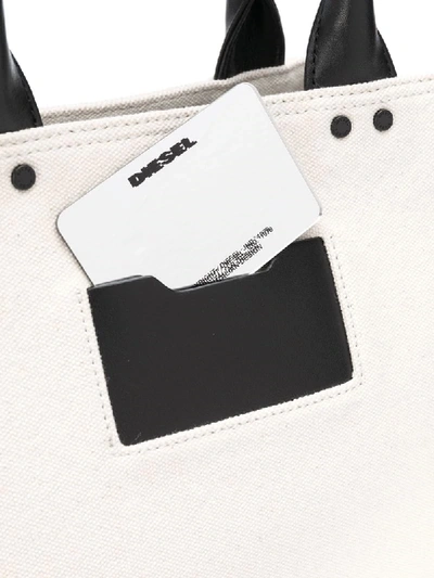 Shop Diesel Colour-block Logo Tote Bag In Neutrals