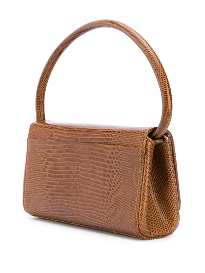 Shop Little Liffner Baguette Embossed Top Handle Bag In Brown