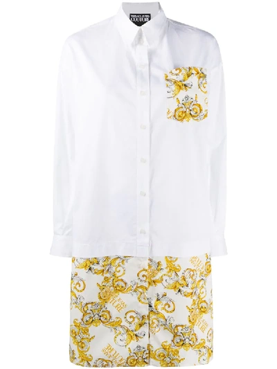 Shop Versace Jeans Couture Baroque Shirt Dress In White