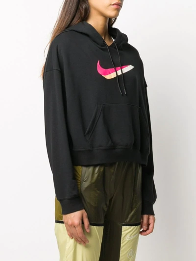 Shop Nike Swoosh Print Hoodie In Black
