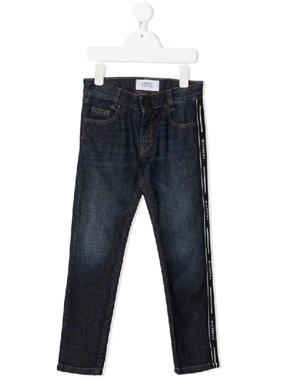 Shop Givenchy Slim Fit Side Logo Detail Jeans In Blue