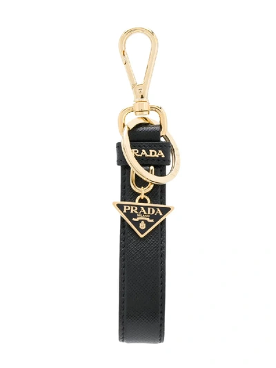 Shop Prada Leather Key Charm In Black