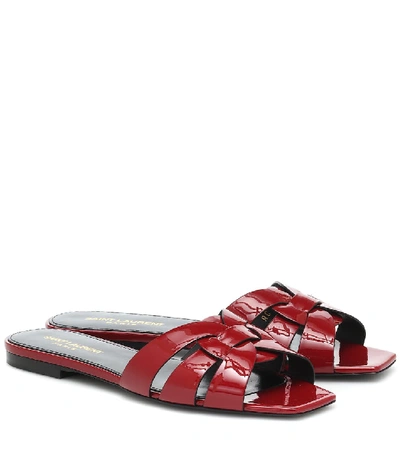 Saint Laurent Tribute Nu Pieds 05 Leather Sandals In Red | ModeSens