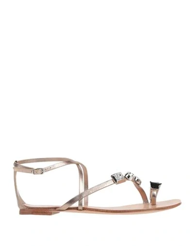 Shop Casadei Flip Flops In Bronze