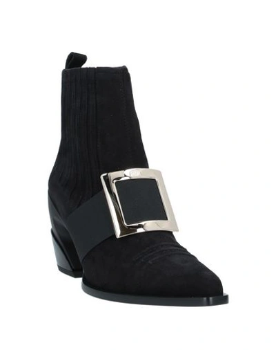 Shop Roger Vivier Woman Ankle Boots Black Size 4.5 Soft Leather, Textile Fibers, Metal