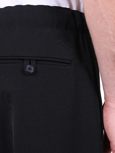 Shop Loewe Pleated Shorts In Wool In Black