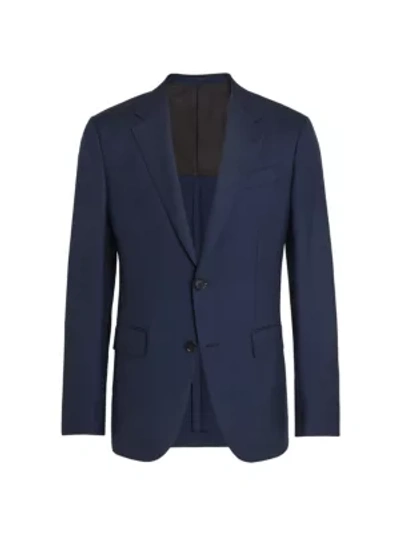Shop Ermenegildo Zegna Silk Suit Jacket In Navy