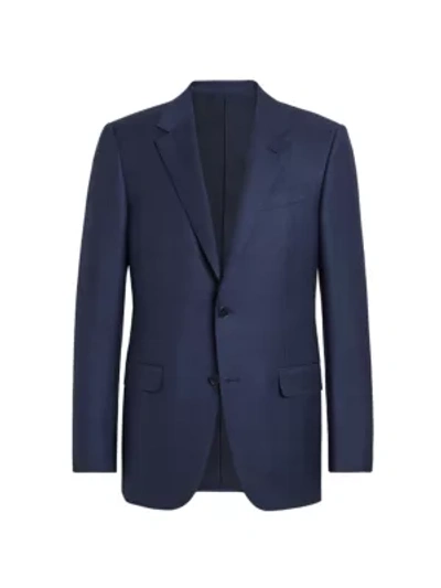 Shop Ermenegildo Zegna Trofeo Plaid Wool Suit Jacket In Blue