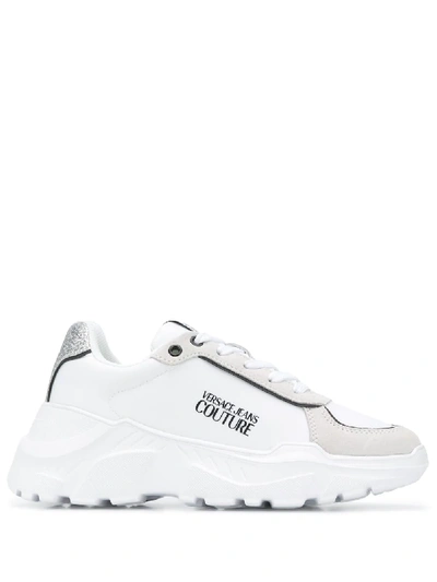 Shop Versace Jeans Couture Logo Chunky-sole Sneakers In White