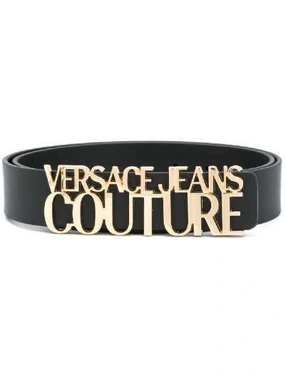 Shop Versace Jeans Couture Logo Plaque Belt In Black