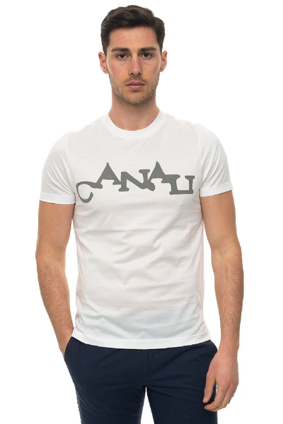 Shop Canali Short-sleeved Round-necked T-shirt In White