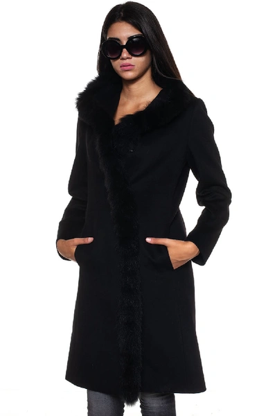 Shop Cinzia Rocca Woolen Coat In Black