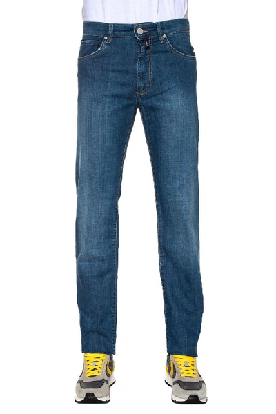 Shop E. Marinella London 5 Pocket Denim Jeans Medium Denim Cotton Man